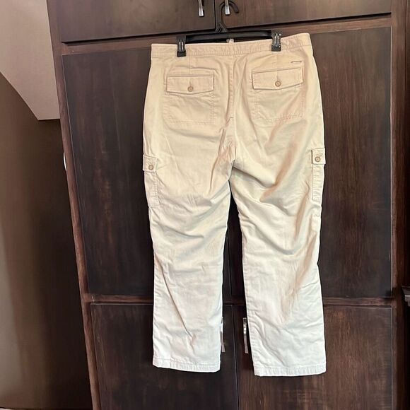 L.L. Bean Khaki Flannel Lined Cargo Pants Size 16 - Picture 2 of 5